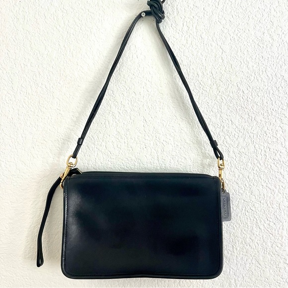 Coach Black Leather Shoulder Bag or  Wristlet with Modern Design - Picture 8 of 12